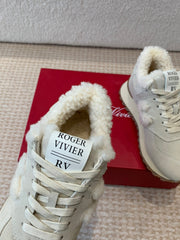 VIV' RUN SNEAKER IN BEIGE SUEDE AND SHEARLING