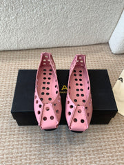 PERFO BALLET FLATS IN FLAMINGO PINK CALFSKIN