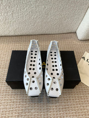 PERFO BALLET FLATS IN WHITE CALFSKIN