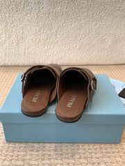 DOUBLE MONK MULES IN DARK BROWN CALFSKIN