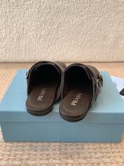 DOUBLE MONK MULES IN WALNUT BROWN CALFSKIN