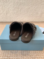 DOUBLE MONK MULES IN WALNUT BROWN CALFSKIN