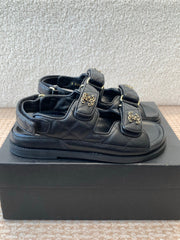 DAD SANDAL IN BLACK SHEEPSKIN