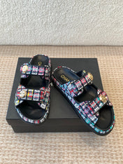 DAD SANDAL IN COLORFUL FABRIC WITH SEQUINS MULE