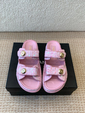 DAD SANDAL IN BRIGHT PINK FABRIC WITH SEQUINS MULE