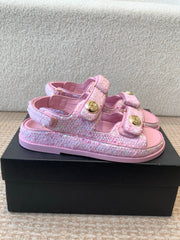 DAD SANDAL IN BRIGHT PINK FABRIC WITH SEQUINS