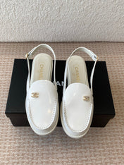 CC MOCCASIN SLINGBACK IN WHITE PATENT CALFSKIN