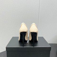 D'ORSAY PUMPS IN CREAM GLOSSY CALFSKIN