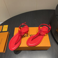 LV THONG SANDALS 25S IN RED CALFSKIN WITH RED HARDWARE