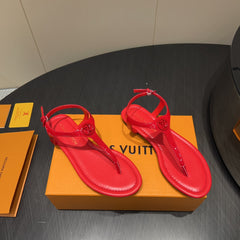 LV THONG SANDALS 25S IN RED CALFSKIN WITH RED HARDWARE