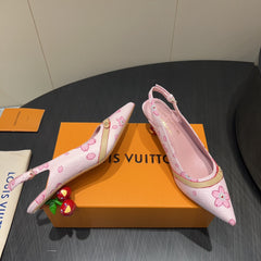 LV HIGH SLINGBACK LOGO PRINT 25S 55 MM IN LIGHT PINK CALFSKIN