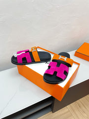 CHYPRE SANDAL DEEP PINK MIX ORANGE SUEDE WITH H BUCKLE