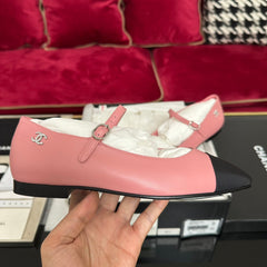 MARY JANE HOT PINK CALFSKIN AND BLACK SATIN