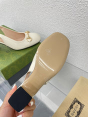 GG WOMEN'S HORSEBIT SLINGBACK 75MM IN WHITE CALFSKIN