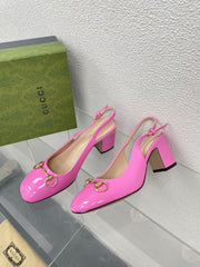 GG WOMEN'S HORSEBIT SLINGBACK 75MM IN FUSICA PINK CALFSKIN