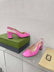 GG WOMEN'S HORSEBIT SLINGBACK 75MM IN FUSICA PINK CALFSKIN