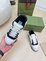 GG INTERLOCKING G SNEAKER BLACK WHITE CALFSKIN AND FABRIC
