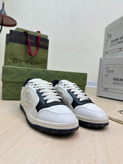GG INTERLOCKING G SNEAKER BLACK WHITE CALFSKIN AND FABRIC