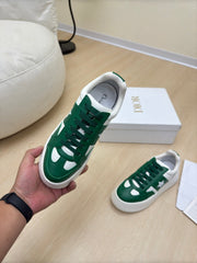 STAR PLATFORM SNEAKER IN WHITE MIX EMERALD GREEN CALFSKIN