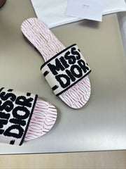 DWAY SLIDE EMBROIDERED COTTON AND LIGHT PINK MISS DIOR ALLOVER MOTIF