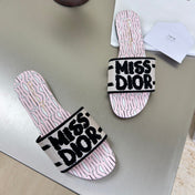 DWAY SLIDE EMBROIDERED COTTON AND LIGHT PINK MISS DIOR ALLOVER MOTIF