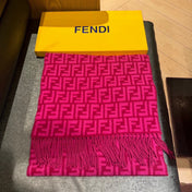 FF SCARF 180 CM IN BRIGHT PINK MONOGRAM WOOL AND CASHMERE 411830