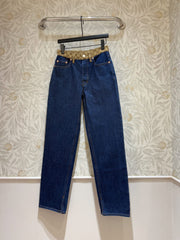 Gucci Old Flower Waist Jeans Blue Cotton