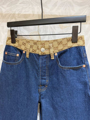 Gucci Old Flower Waist Jeans Blue Cotton