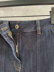 Loewe Pocket Leather Skirt Dark Blue Denim Cotton