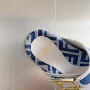 FENDI DAD SANDAL IN NAVY BLUE MIX WHITE MONOGRAM JACQUARD FABRIC