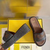 FF Sunshine 65 Chocolate Cotton Brown Leather Fibre Flatform Slide