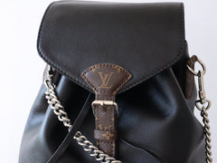 LV 25S MONTSOURIS VIBE 35 IN BLACK LAMBSKIN SILVER HARDWARE