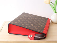 LV 25S POCHETTE VOYAGE 26 IN SARI RED MONOGRAM MACASSAR COATED CANVAS