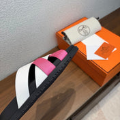 HM 26S KAZIMIR SANDAL IN WHITE CALFSKIN AND DARK PINK FABRIC