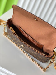 WALLET ON CHAIN IVY 23.5 IN BROWN MONOGRAM CANVAS GOLD LOCK