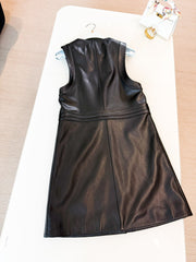 HERMES 25S LEATHER-BUCKLE WAIST VEST DRESS 120