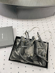 SL LINDEN HEELED SANDALS BLACK CALFSKIN