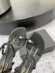 SL LINDEN HEELED SANDALS BLACK CALFSKIN