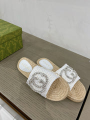 GG INTERLOCKING G ESPADRILLE WHITE FABRIC