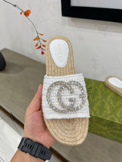GG INTERLOCKING G ESPADRILLE WHITE FABRIC