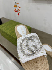 GG INTERLOCKING G ESPADRILLE WHITE FABRIC