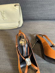 HIGH SANDAL ATTACHED GEM IN TANGELO ORANGE SILK