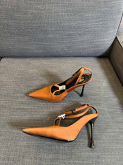 HIGH SANDAL ATTACHED GEM IN TANGELO ORANGE SILK