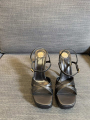 DEBBIE PLATFORM SANDALS IN BLACK SMOOTH LAMBSKIN