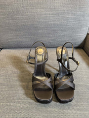 DEBBIE PLATFORM SANDALS IN BLACK SATIN