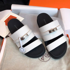 GABRIEL SANDAL MULE IN WHITE CALFSKIN