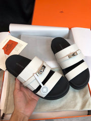 GABRIEL SANDAL MULE IN WHITE CALFSKIN