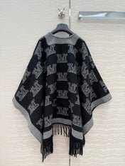 MAX MARA 25S FRINGED KNIT CAPE 163