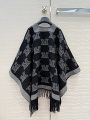 MAX MARA 25S FRINGED KNIT CAPE 163