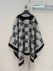 MAX MARA 25S FRINGED KNIT CAPE 164